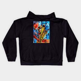 Saxophone Player Music Jazz Blues Abstract Art Kids Hoodie